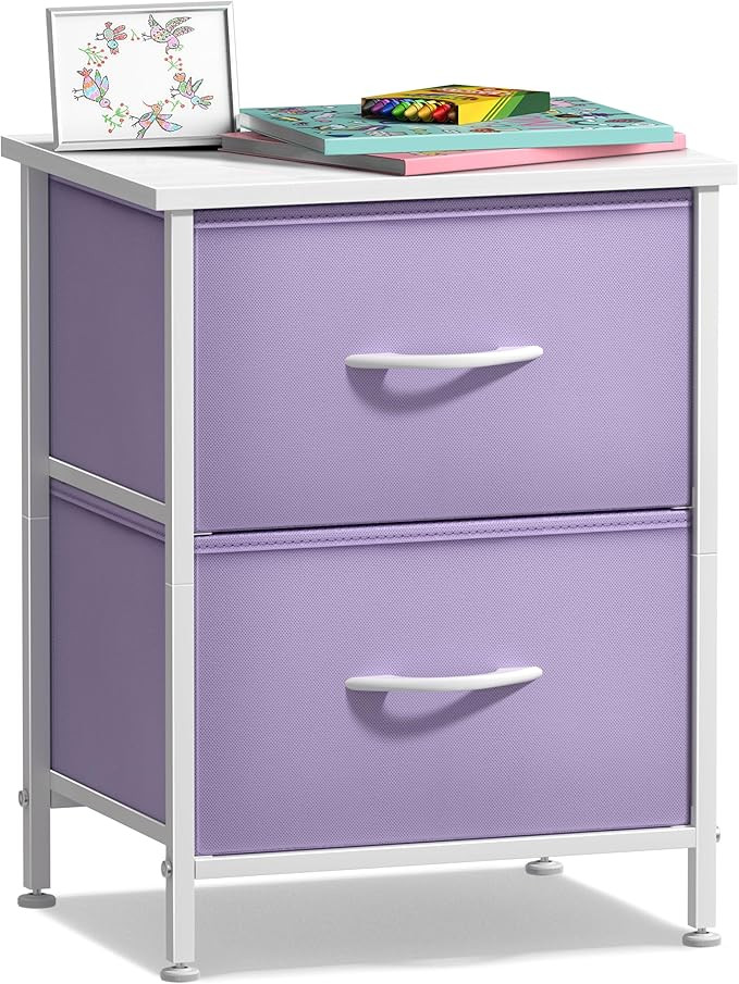Sorbus Nightstand with 2 Drawers - Kids Bedside Furniture End Table Night Stand - Steel Frame, Wo... | Amazon (US)