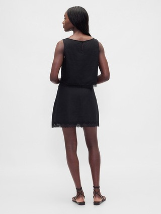 Linen-Blend Lace-Trim Mini Skort | Gap (US)