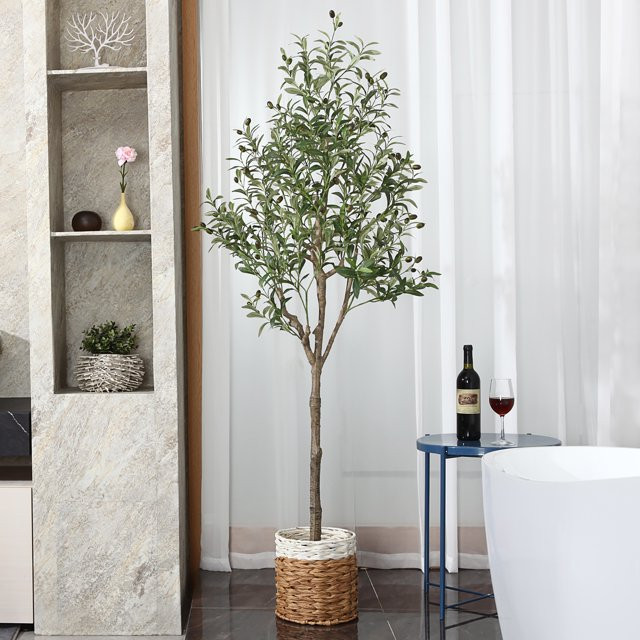 Artificial Olive Plants, 6ft Fake Plastic Olive Tree, Pre Potted Faux Greenry Plant for Home Deco... | Walmart (US)