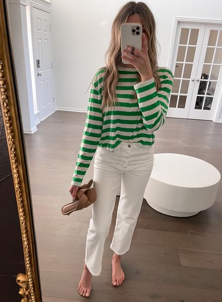 Top: M (size up for a looser fit)
Pants: 26 true to size 

Top ON SALE:

So fun for spring or last min St. Patrick’s day outfit - grab it curbside at your local Target to get it in time 

(St. Patrick’s day outfit, st patricks day, St. paddy’s day, target find, target finds, target fit, nude sandals, nude shoes, spring shoes, spring sandals, spring pants, sweatpants, comfy, spring shirt, white jeans, revolve, Nordstrom, Levi’s, loungewear, lounge wear, spring style, spring pants, checkered pants, fun pants, target fit, ootd, party outfit, seasonal, holiday outfit, clover, lucky charm)

#LTKstyletip #LTKfit #LTKunder100