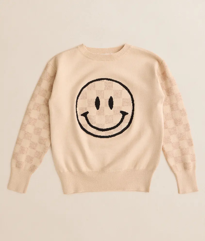 Girls - Checkered Smiley Sweater | Buckle