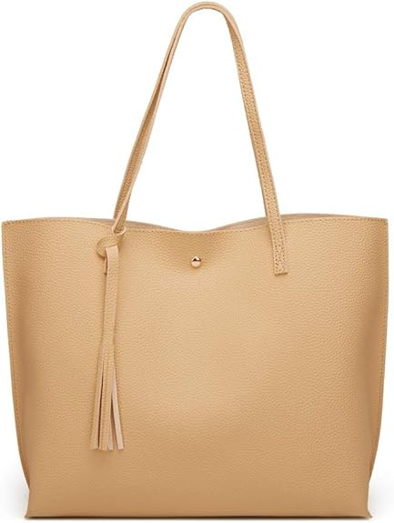 Women's Soft Faux Leather Tote Shoulder Bag from Dreubea, Big Capacity Tassel Handbag | Amazon (US)