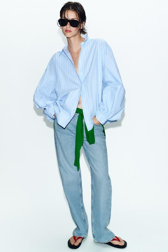 STRIPED PUFF SLEEVE SHIRT | Zara UK