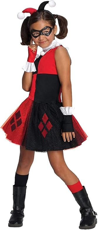 DC Super Villain Collection Harley Quinn Girl's Costume with Tutu Dress | Amazon (US)