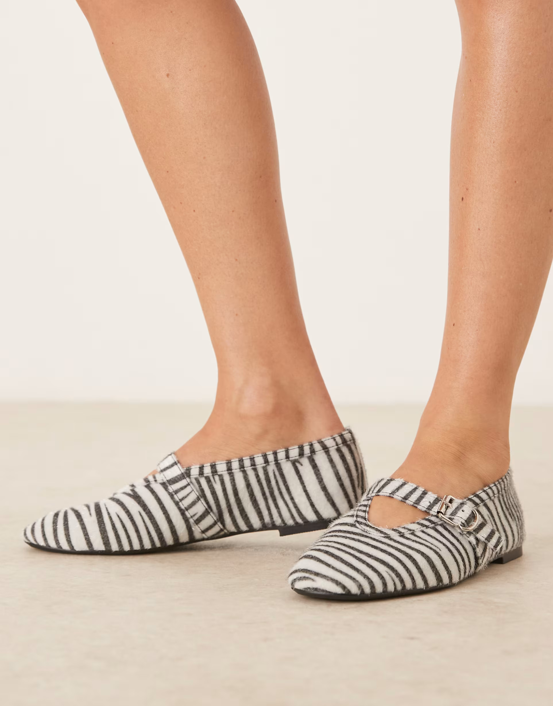 Glamorous ballet flats with buckle strap in zebra print | ASOS | ASOS (Global)