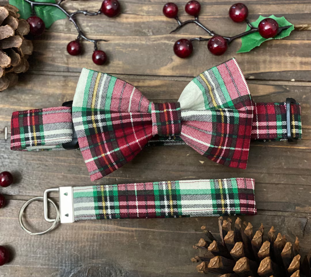 Dog Collar, Plaid Collar, Green Plaid Dog Collar, Yellow, Black, Green, Red, Bow Tie, Dog Bow Tie... | Etsy (US)
