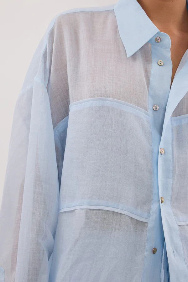 KAI CORNFLOWER OVERSIZED RAMIE LONG SLEEVE SHIRT | DISSH