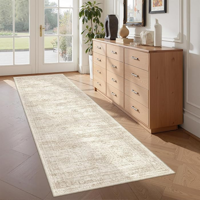 Washable Runner Rugs for Bedroom - 2x6 Runner Rug Non Slip, Ultra-Thin Entryway Runner, Soft Abst... | Amazon (US)