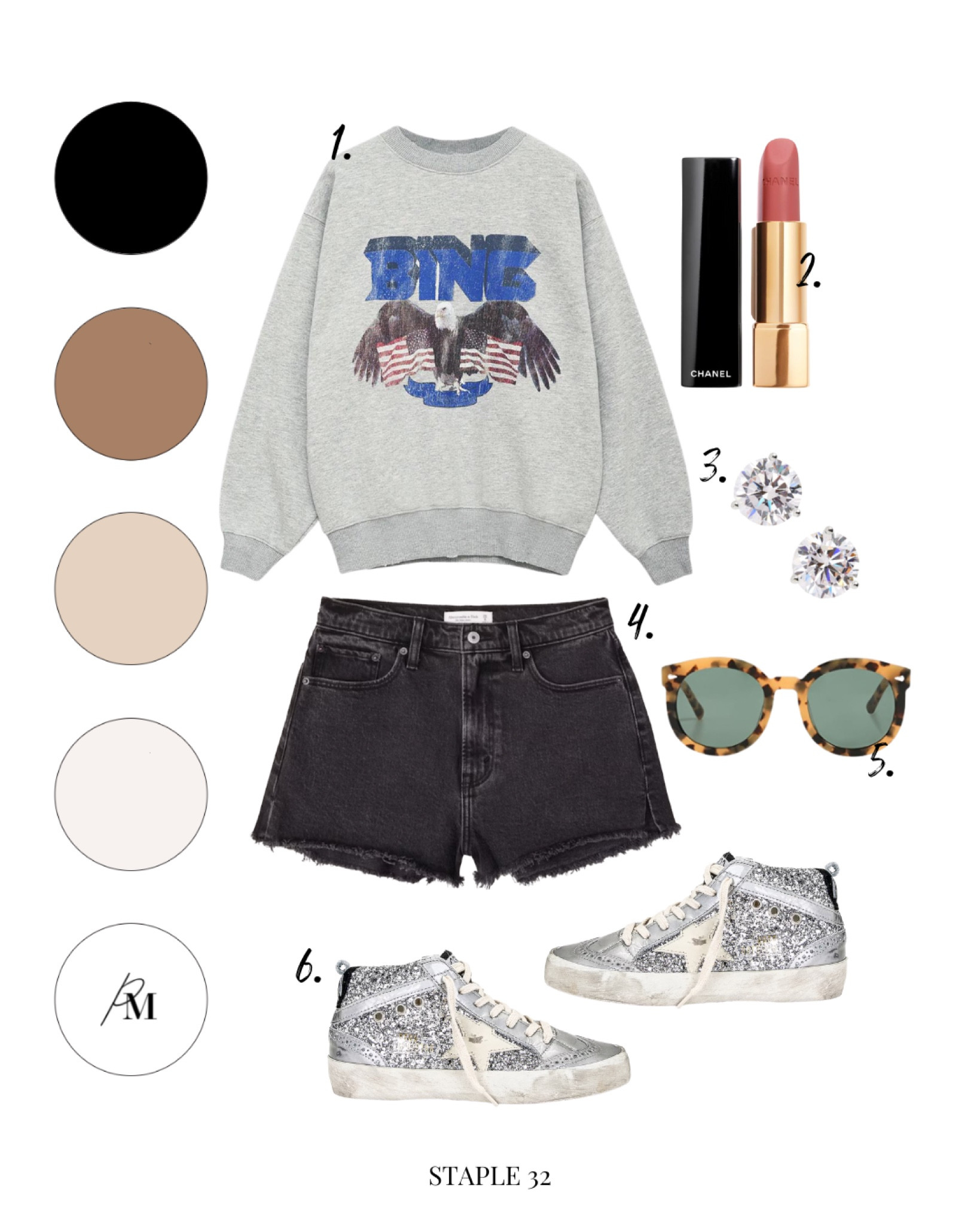 vintage anine bing sweatshirt 
abercrombie black denim shorts
golden goose sneakers 
chanel rouge lipstick 


#LTKFind #LTKstyletip #LTKSeasonal