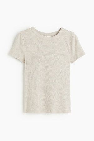 Ribbed Modal-blend T-shirt - Black - Ladies | H&M US | H&M (US + CA)