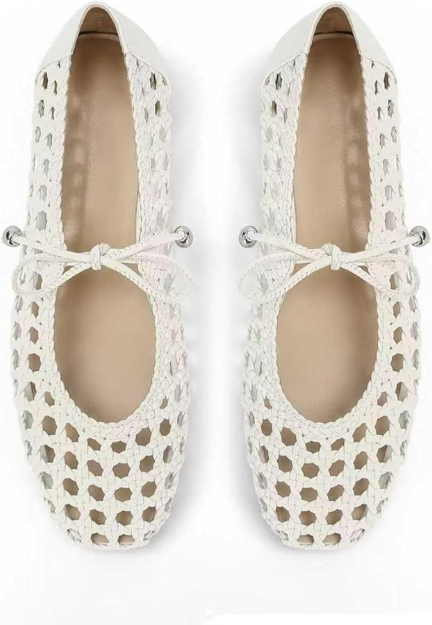 SOVANYOU Womens Ballet Flats Mesh Mary Janes Woven Flats Square Toe Strap Ballerina Flat Comforta... | Amazon (US)