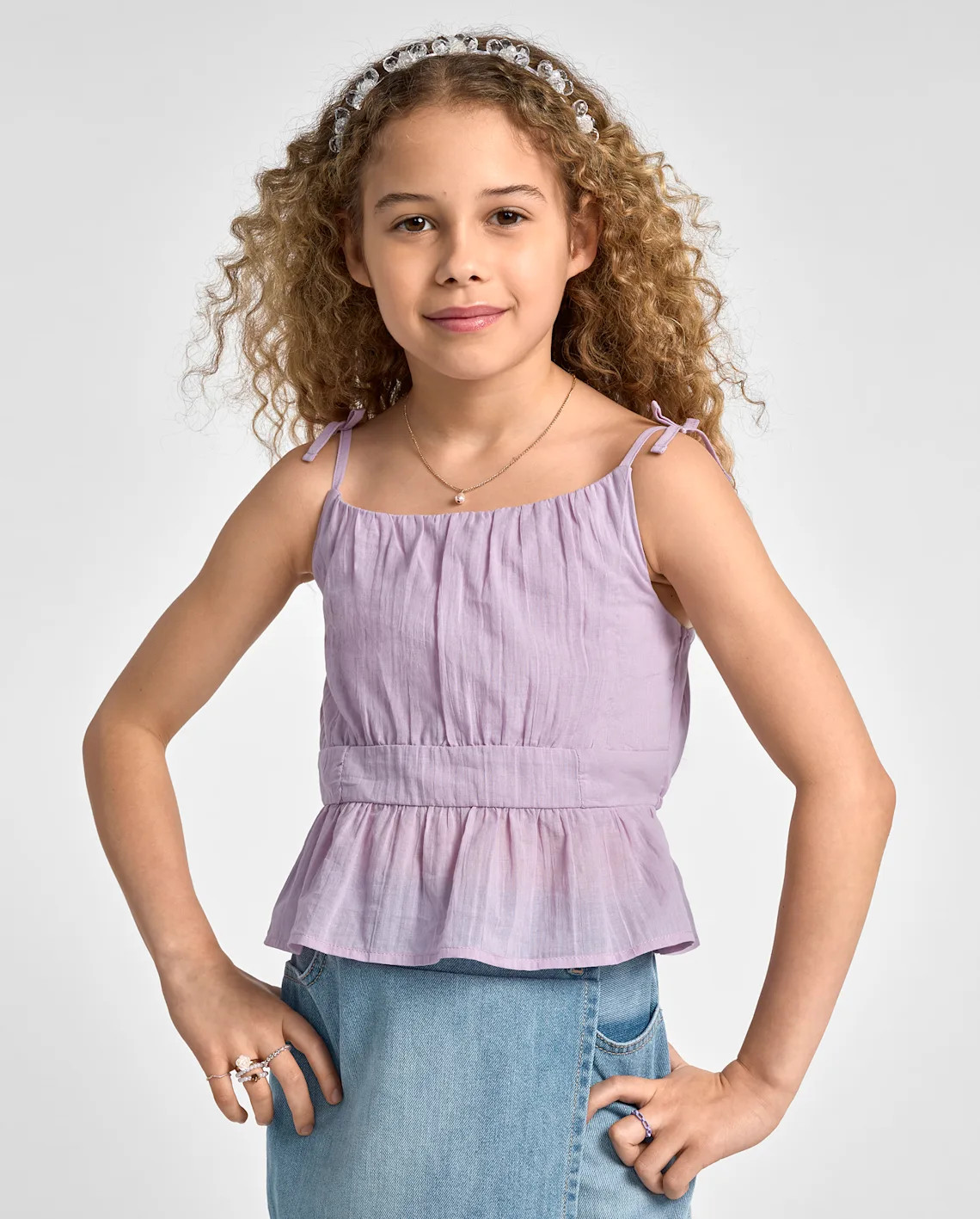 Girls Tie Shoulder Textured Tank Top - purple | The Children's Place