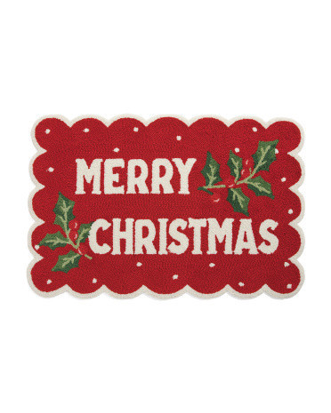 2x3 Merry Christmas Hooked Rug | Polyester/Cotton | Marshalls