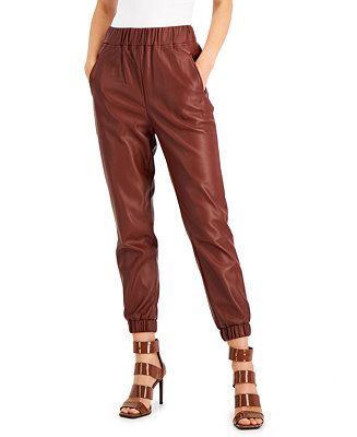 Faux Leather Joggers, Created for Macy's | Macys (US)