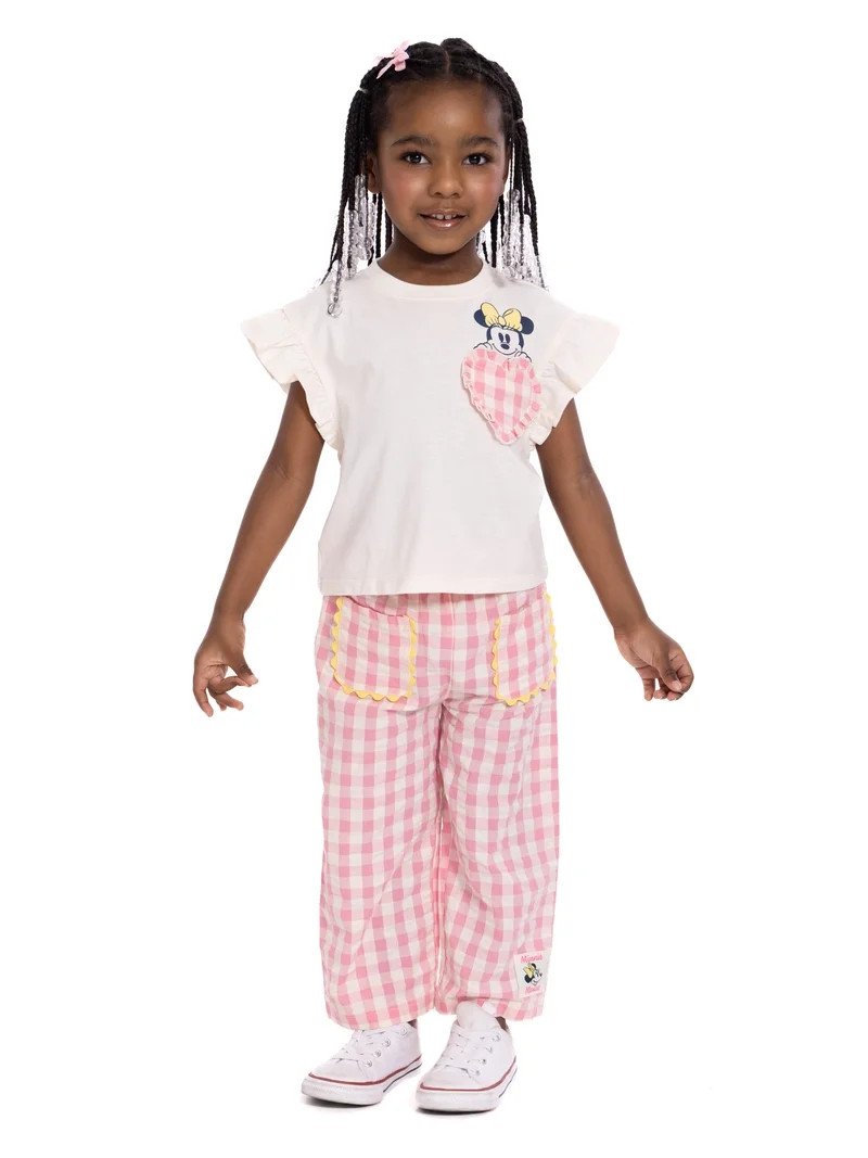 Minnie Mouse Toddler Girls Ruffle Graphic Tee and Pants Set, 2-Piece, Sizes 12M-5T | Walmart (US)