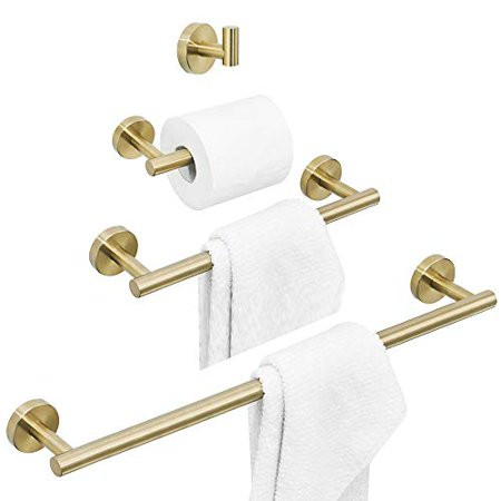 WOLIBEER Gold Bathroom Accessories, Brushed Gold Bathroom Hardware Include 24 Inch Towel Holder 12 I | Walmart (US)