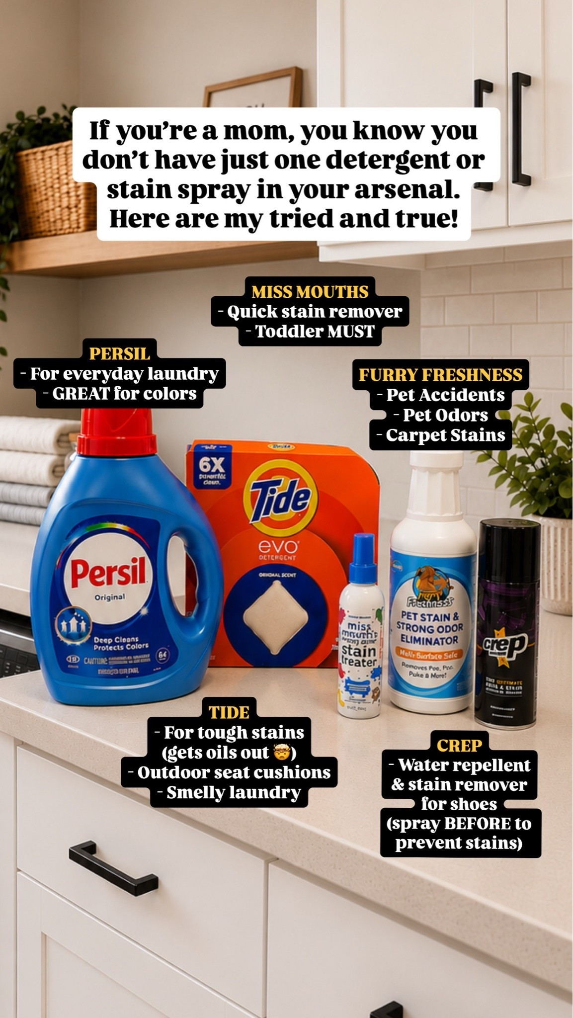 Laundry room favorites 
Toddler stain spray
Pet stain spray
Amazon home finds
Detergent

#LTKmomlife #LTKKids #LTKHome