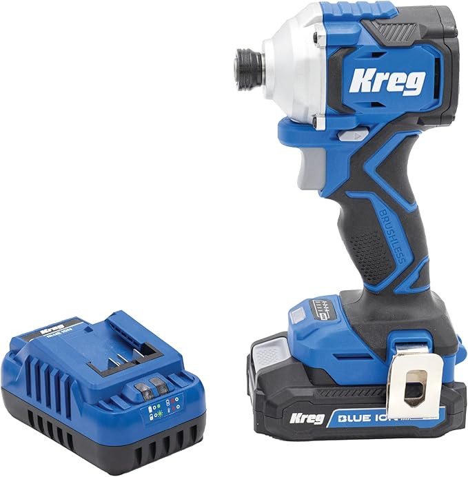 Kreg 20V Ionic Drive 1/4" Compact Impact Driver, 20V Blue Ion Charger & Blue Ion 2Ah Battery Pack... | Amazon (US)