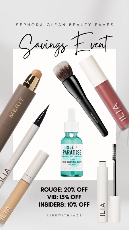 Sephora clean beauty favorites I’ve been using over the past few years! They’re also all part of the Sephora sale that is going on now until 4/15! Rouge members get 20% off, VIB get 15% off, and Insiders get 10% off

Makeup / tarte / merit / isle of paradise / tanning drops / eyeliner / mascara / lip gloss 

#LTKsalealert #LTKfindsunder100 #LTKxSephora