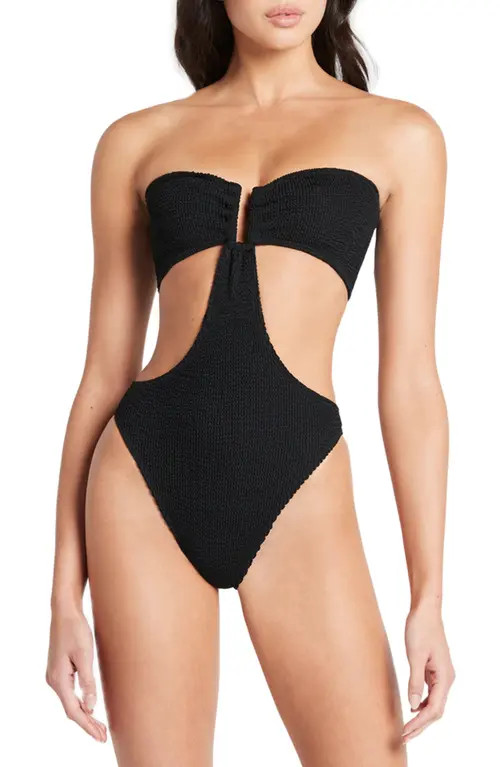 BOUND by Bond-Eye Thera Cutout Strapless One-Piece Swimsuit in Black at Nordstrom | Nordstrom
