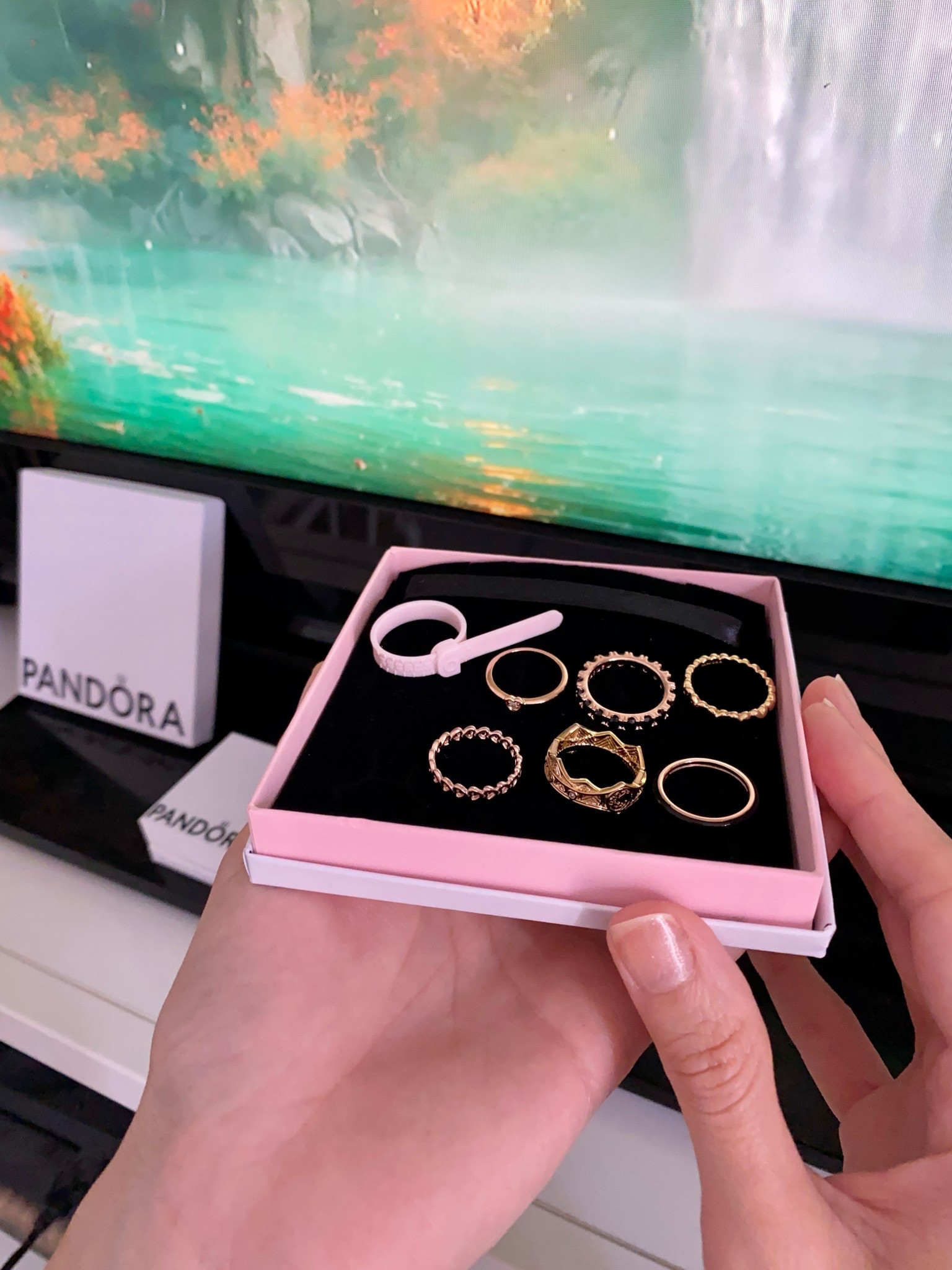 Pandora rings, rose gold, Game of Thrones of the Dragon Crown ring, black enamel, row of hearts, radiant heart ring, black eternity ring 

#LTKWorkwear #LTKSaleAlert #LTKStyleTip