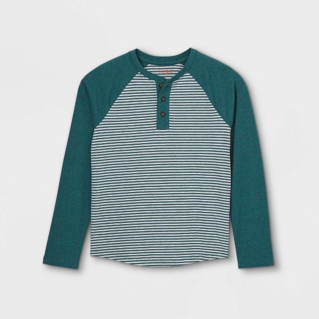 Boys' Striped Knit Henley Long Sleeve T-Shirt - Cat & Jack™ | Target