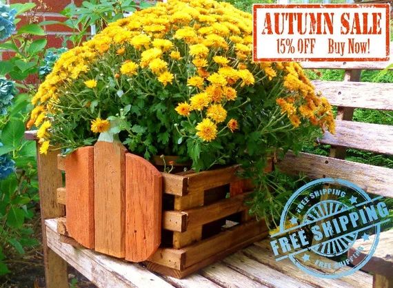 Wooden Basket, FREE SHIPPING - Pumpkin Basket, Fall Flower Basket, Mums, Fall Decor, Wooden Pumpkin  | Etsy EU