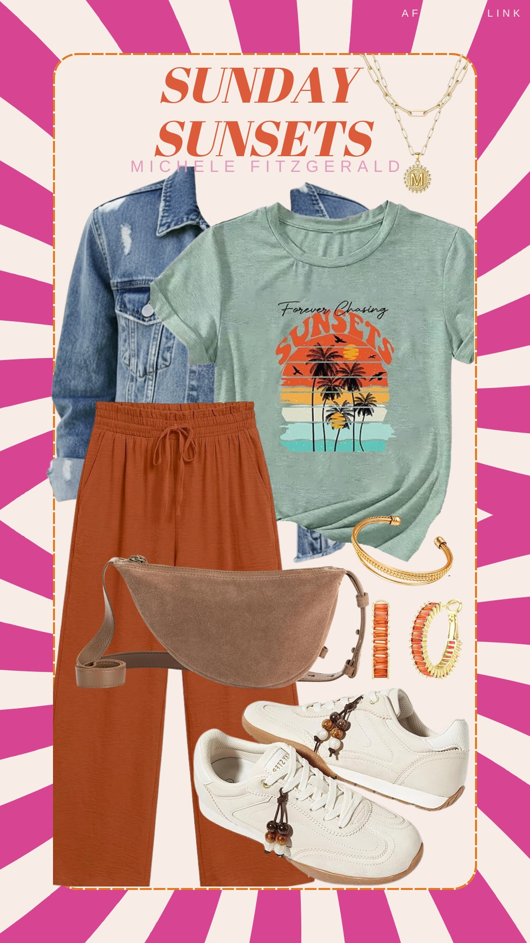 Keeping the golden hour glow all day long. 🌅 This sunset graphic tee paired with rust colored pants is my new weekend uniform. Comfy, cute, and ready for a beach walk (or just a coffee run)! #beachvibes #SundayFunday 

 #LTKdayinmylife #LTKootd #LTKmorningroutine