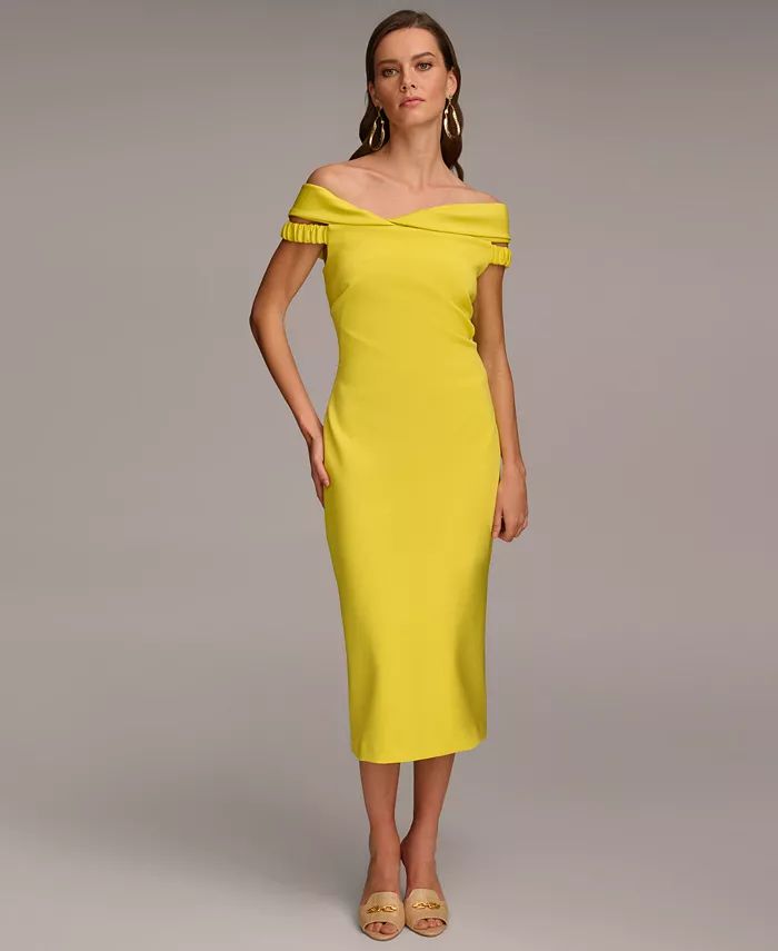 Donna Karan Women's Off-The-Shoulder Midi Sheath Dress - Macy's | Macy's