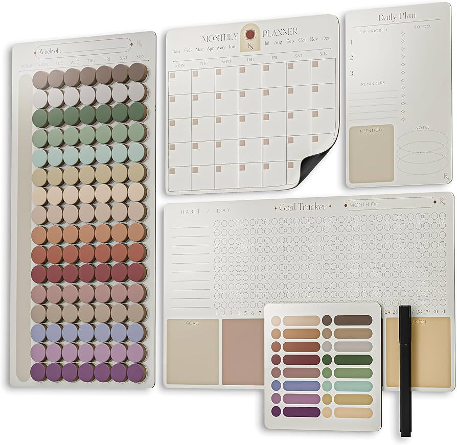 Premium Color-Coded Time Block Planner, Refrigerator Magnetic Planner Set, Vision Board, Wet Eras... | Amazon (US)