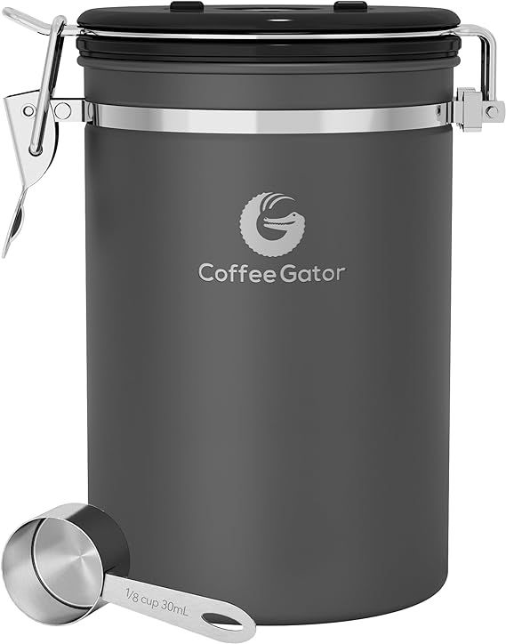 Coffee Gator Stainless Steel Canister - Large 22oz, Gray Coffee Grounds and Beans Container with ... | Amazon (US)