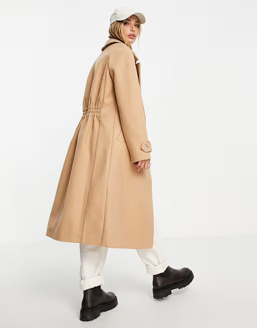 River Island longline duster coat in camel | ASOS (Global)