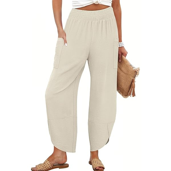 Trendy Queen Women's Wide Leg Pants Boho Summer Capri Palazzo Harem Casual Barrel Sweatpants Bagg... | Amazon (US)