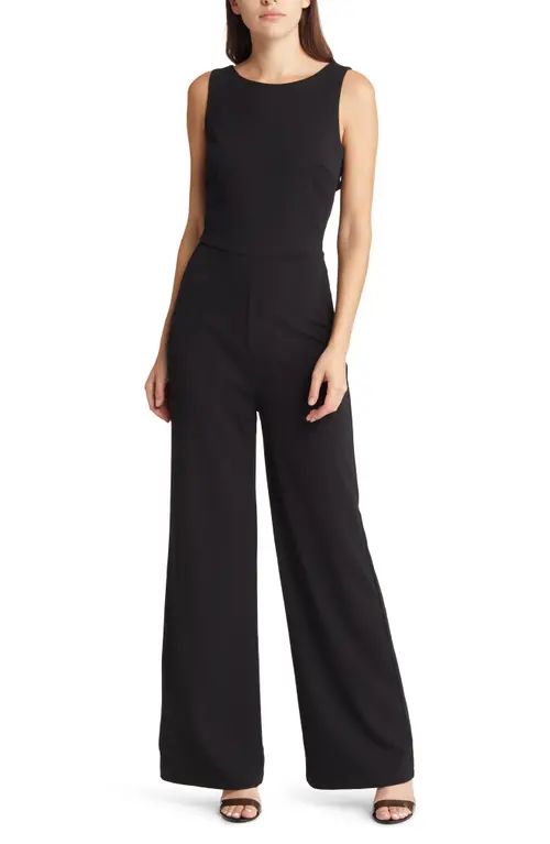 Lulus Enamored Backless Ruffle Trim Jumpsuit in Black at Nordstrom, Size Small | Nordstrom