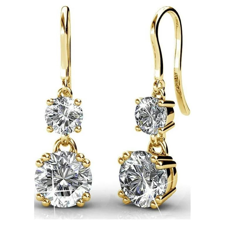 Cate & Chloe Kadence 18k Yellow Gold Plated Dangle Earrings | Women's Drop Earrings with Round Cu... | Walmart (US)