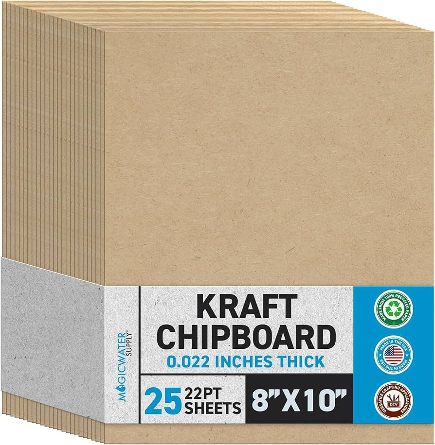 MagicWater Chipboard Sheet for DIY Projects - 8x10 Inch - 25 Pack - 22 pt - Heavy Duty Kraft (0.0... | Amazon (US)