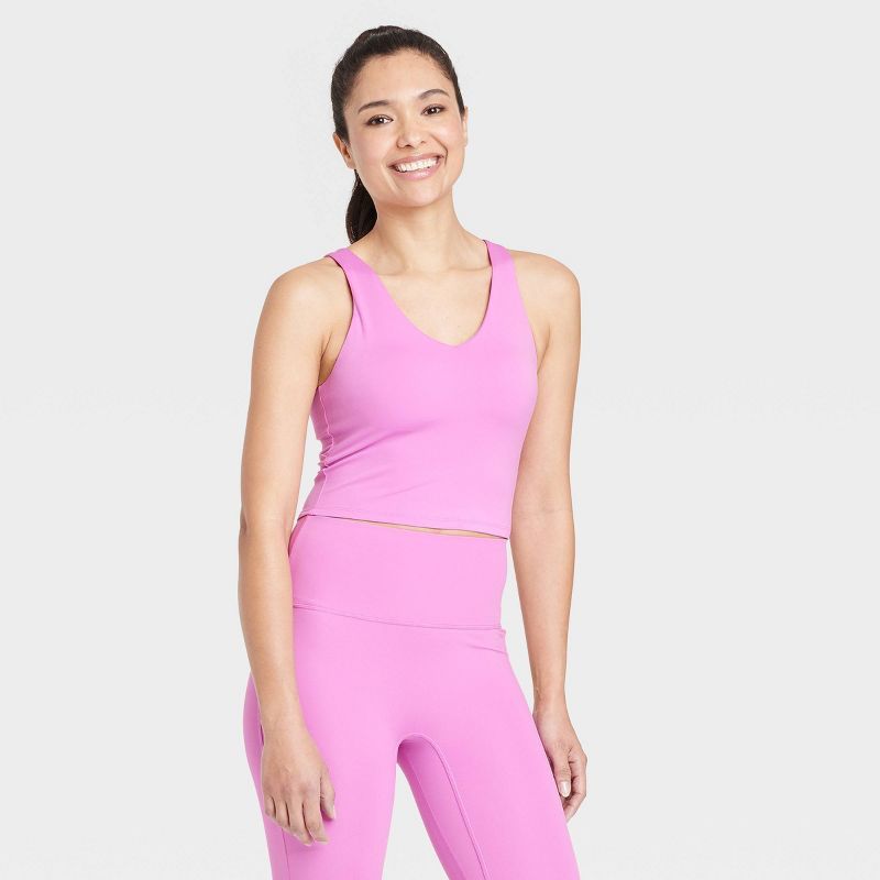 Women's Light Support V-Neck Cropped Sports Bra - All in Motion™ | Target