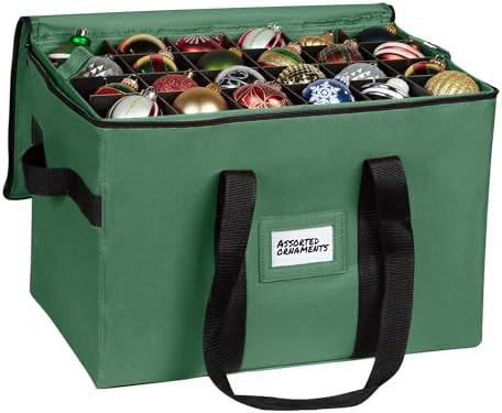 Christmas Ornament Storage Container,Box Stores Up to 96-3 inch ornaments, Adjustable Dividers, L... | Amazon (US)