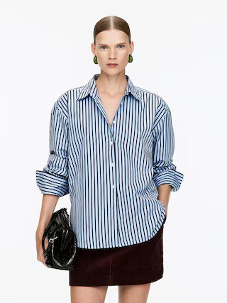 Cotton Poplin Shirt – Blue/Burgundy – Women – ARKET GB | Arket UK