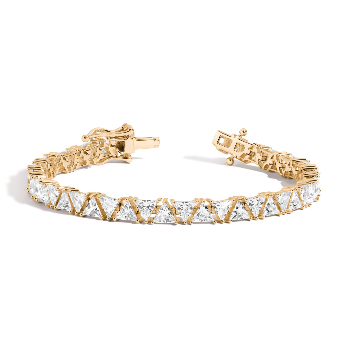 Lab Grown White Sapphire Trillion Tennis Bracelet | AUrate New York