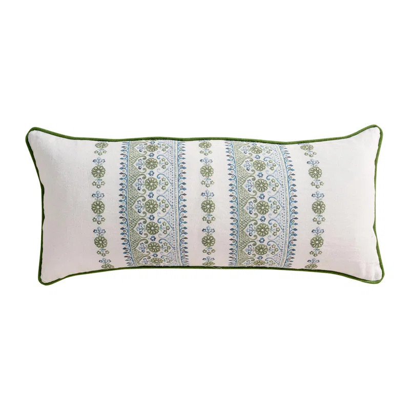 Seville 11" x 22" Pillow Cover & Insert - Green/White | Wayfair North America