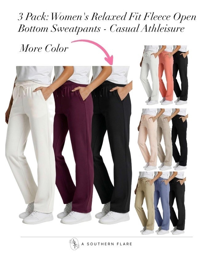 3 Pack: Women's Relaxed Fit Fleece Open Bottom Sweatpants - Casual Athleisure

#LTKSaleAlert