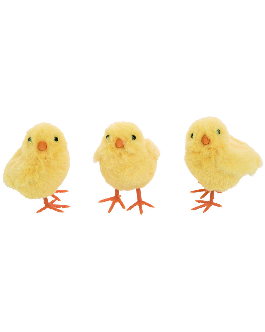 Set of 3 Transpac Foam Yellow Easter Plush Baby Chick | Gilt