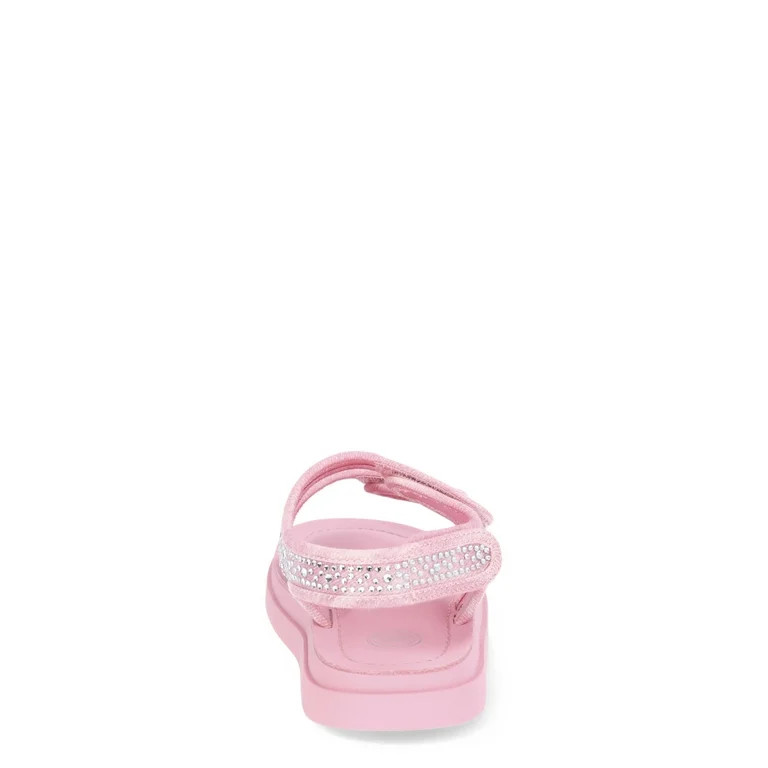 Wonder Nation Little and Big Girls’ Rhinestone Two Strap Sandals | Walmart (US)
