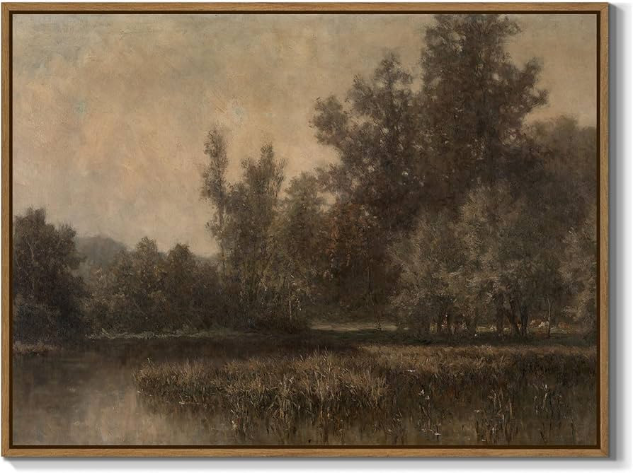 Vintage Landscape Art Prints Forest Lake Scenery Wall Art Moody Swamp Pictures Wall Decor Nature ... | Amazon (UK)