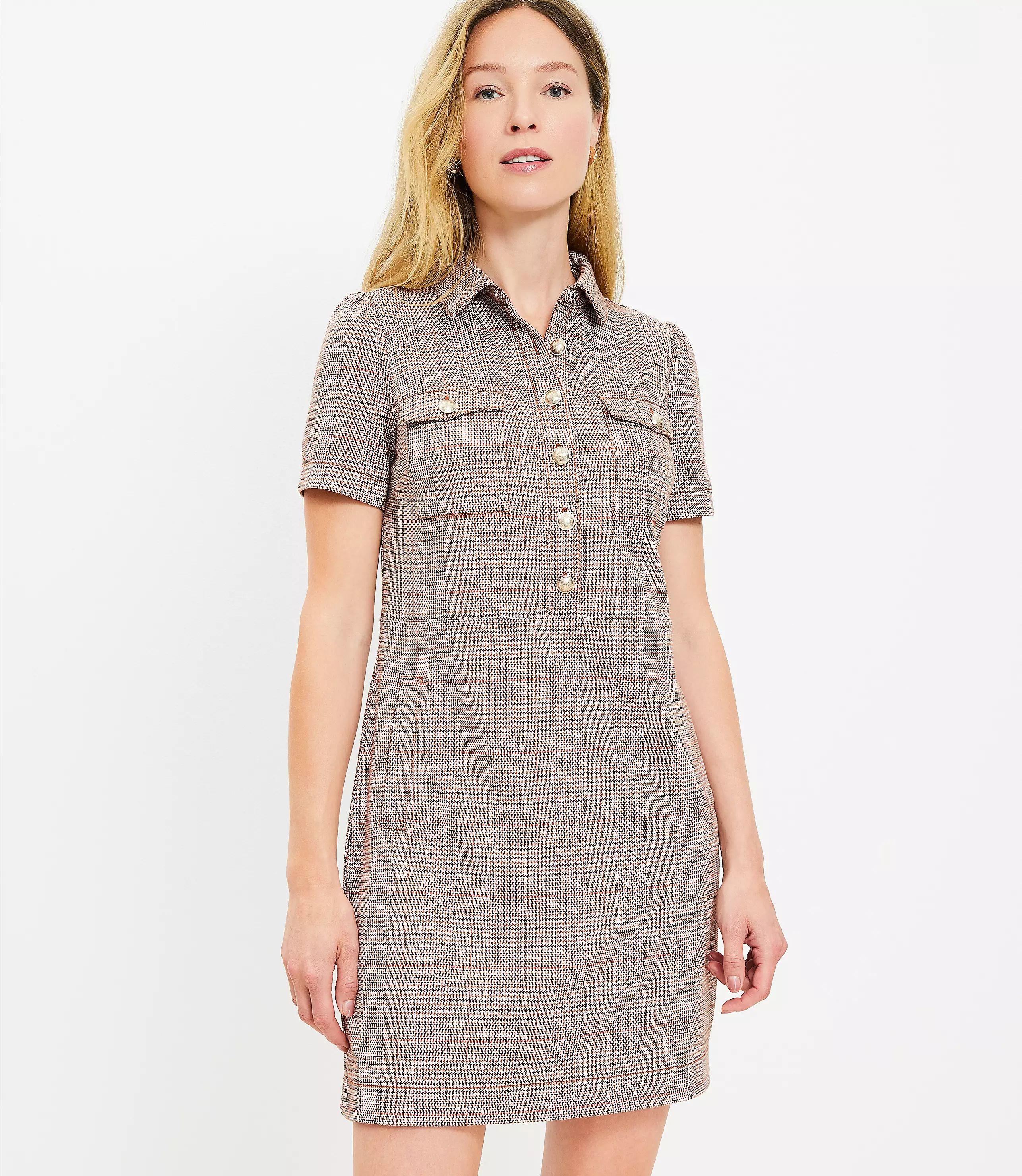 Plaid Mini Shift Pocket Dress | LOFT