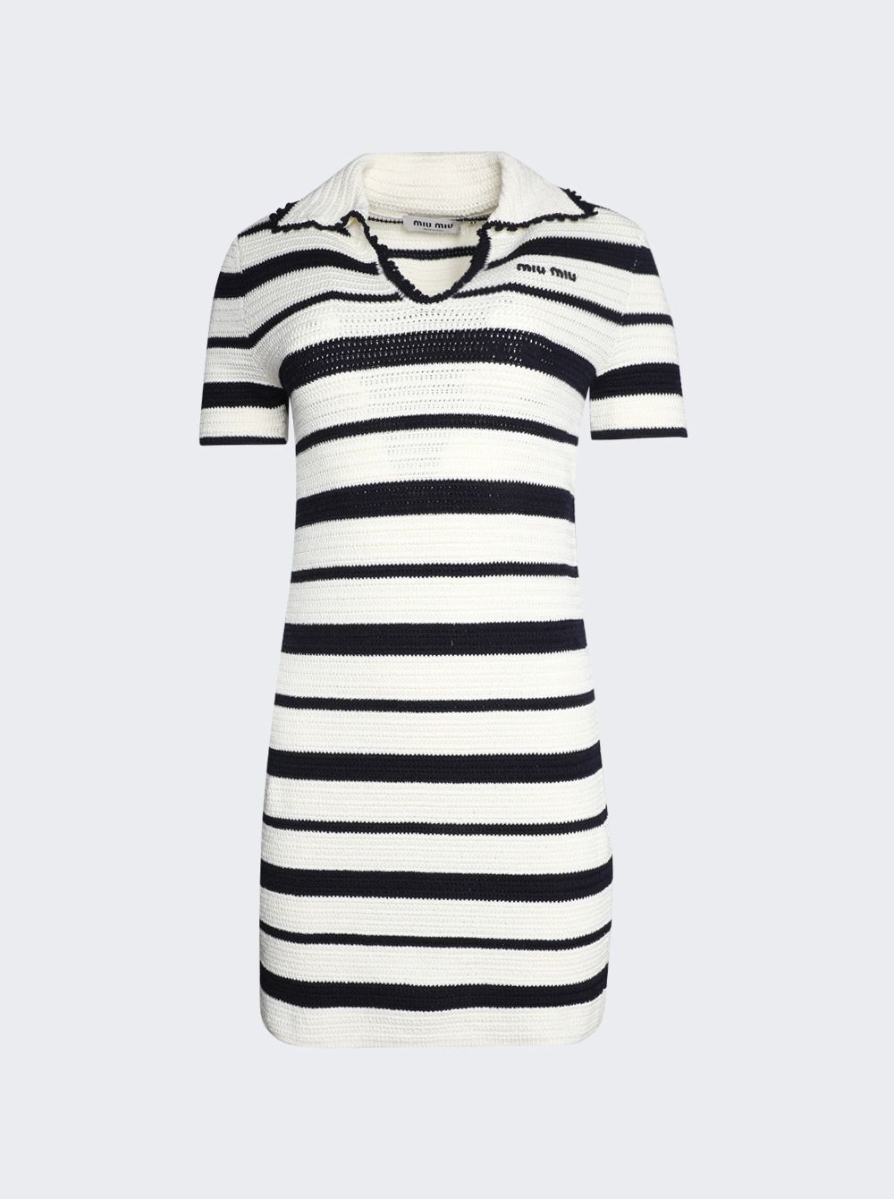 Crochet Stripe Mini Dress White And Blue  | The Webster | The Webster