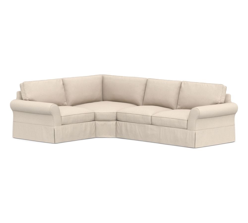 PB Comfort Roll Arm Slipcovered 3-Piece Sectional with Wedge | Pottery Barn (US)