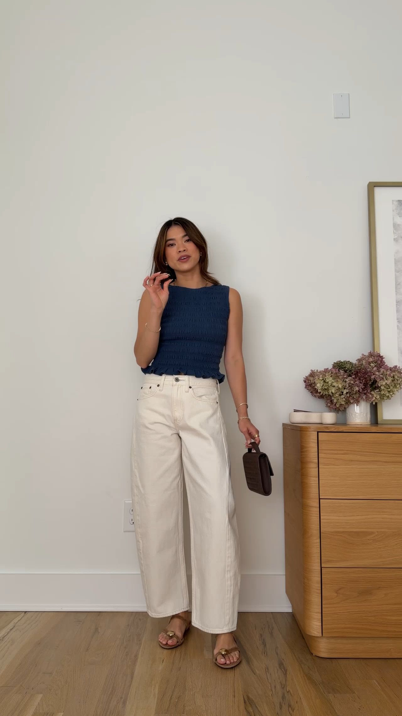 Sizing info: 
•Top size XS
•Jeans size 24 short in the color Ecru 

petite fashion, get dressed with me, outfit inspiration, ootd, nashville outfit, Nashville influencer, petite style, vacation style, casual outfits, mom style, petite pants, spring outfits, spring outfit info, spring pants, spring outfit idea, spring top, spring bag, spring blouse, spring shoes, spring jeans, white jeans, barrel jeans 
@abercrombie 
 

#LTKPetite #LTKSeasonal #LTKootd