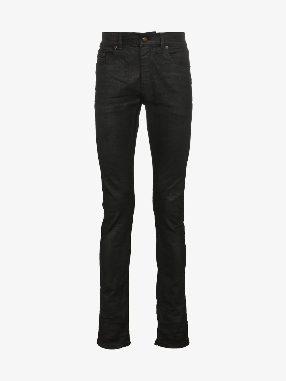 Saint Laurent black coated skinny jeans | Browns Fashion